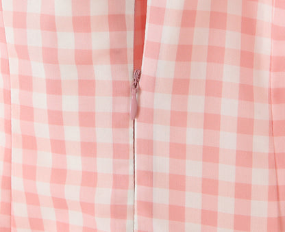 Sexy V-Neck Halter Plaid Maxi Dress