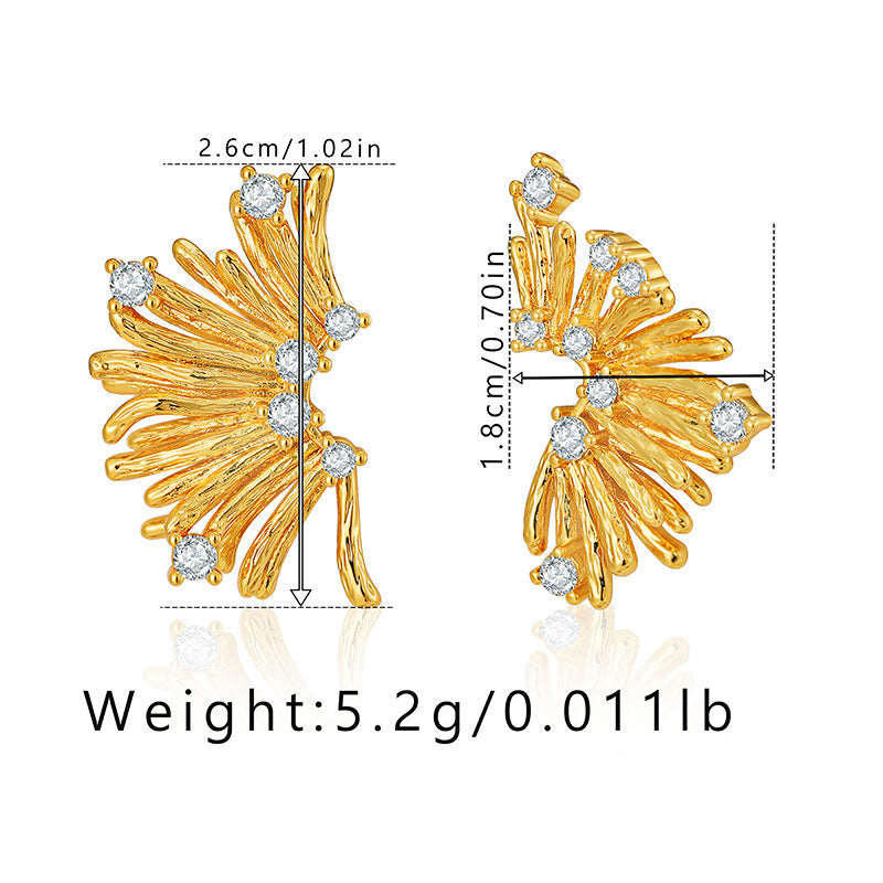 Irregualr Line Zircon Delicate  Stud Earrings