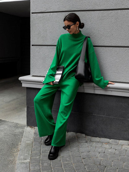 High Collar Irregular Knit Sets