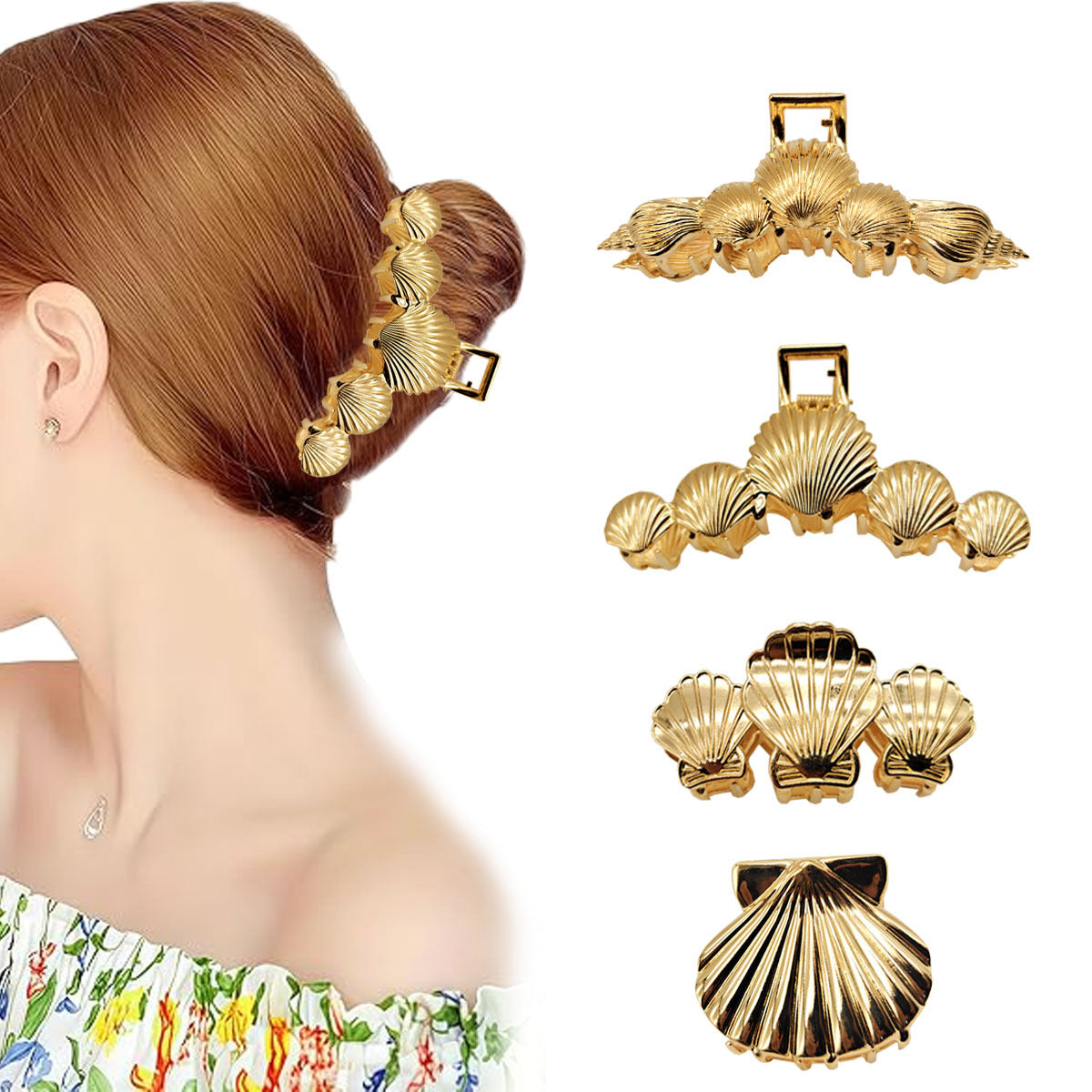 Elegant Striped Scallop Shell Hair Clip