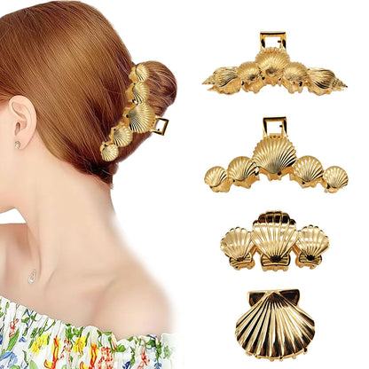 Elegant Striped Scallop Shell Hair Clip