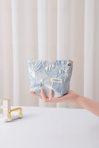 Simple Embossed Flower Makeup Bag