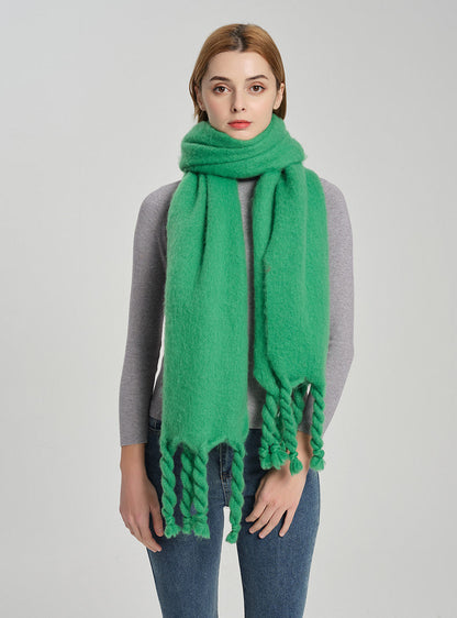 Simple Solid Color Tassel Scarves