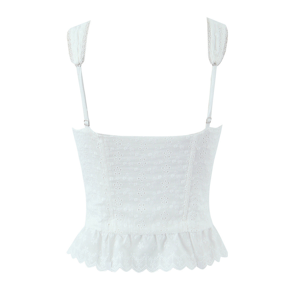 White Sweet Flounce Sleeveless Top Skirt Set