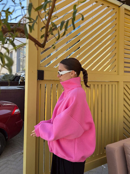 Loose Lapel Zipper Hoodie