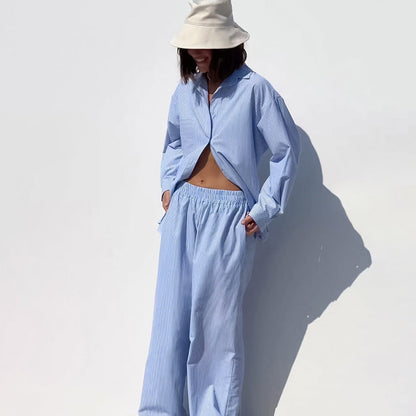 Trendy Striped Tops and Pants Sets