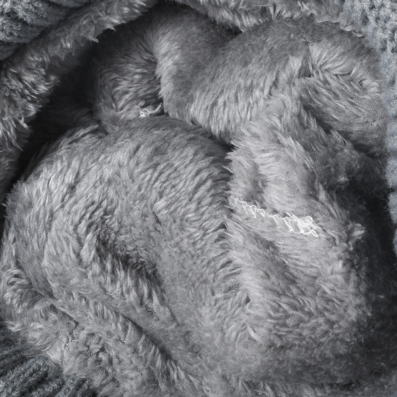 Solid Color Ribbed Knit Pom Beanie