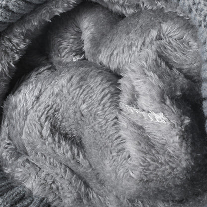 Solid Color Ribbed Knit Pom Beanie