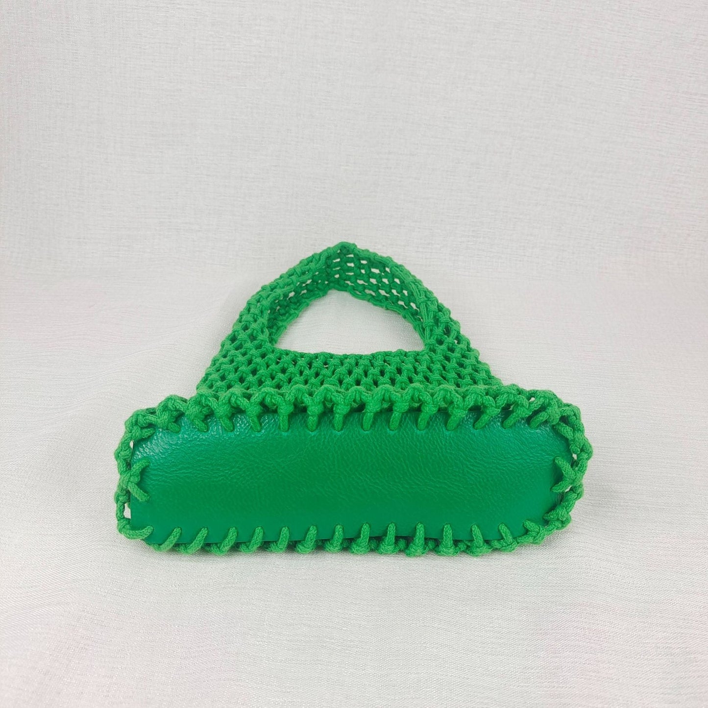 Solid Color Hollow Out Woven Handbag