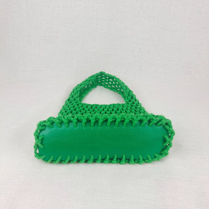 Solid Color Hollow Out Woven Handbag