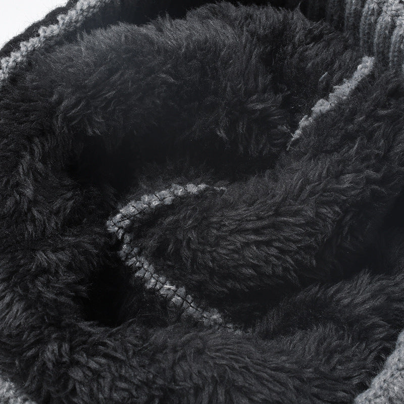 Spliced Color Knit Hat Padded Beanie