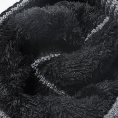 Spliced Color Knit Hat Padded Beanie