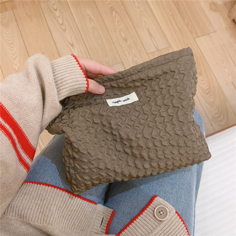 Simple Solid Color Large Capacity Makeup Bag