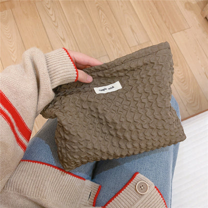 Simple Solid Color Large Capacity Makeup Bag