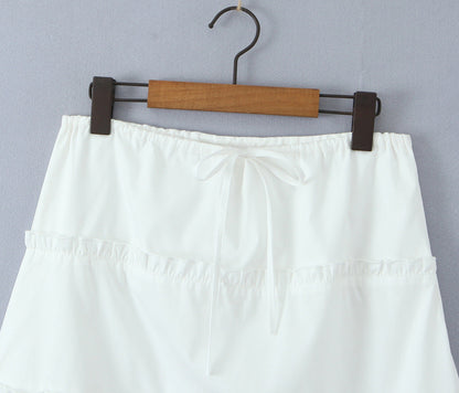 White Sweet Flounce Sleeveless Top Skirt Set