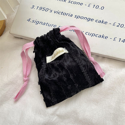 Simple Velvet Drawstring Mini Make Up Bag