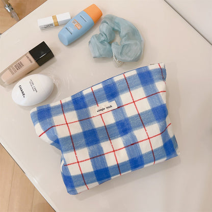 Simple Plaid Polka Dot Makeup Bag