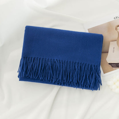 Simple Solid Color Fringed Winter Scarf