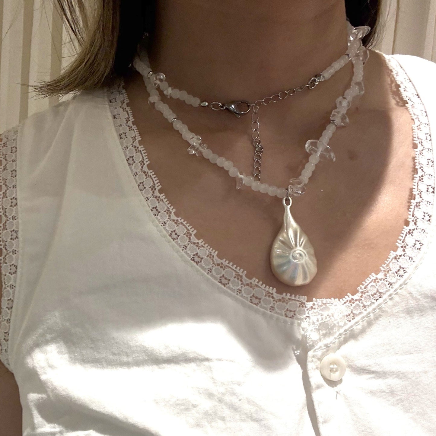 Handmade Shell Conch Braided Cord Necklace