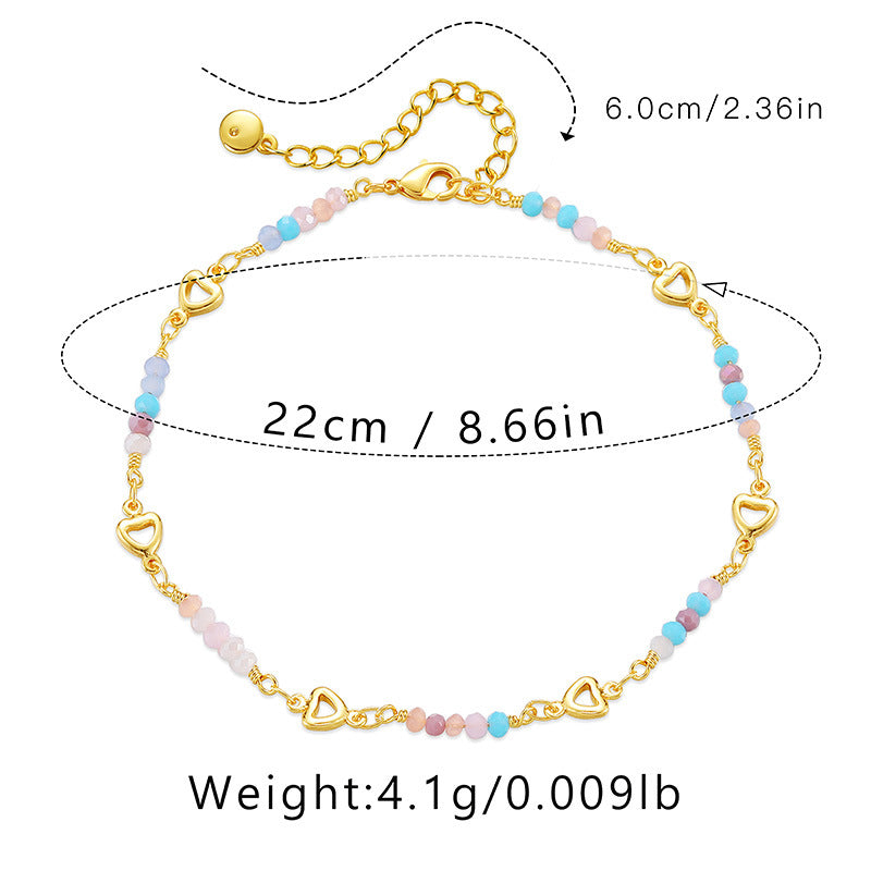 Colorful Beads Love Chain&Link Anklets