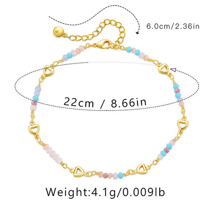 Colorful Beads Love Chain&Link Anklets