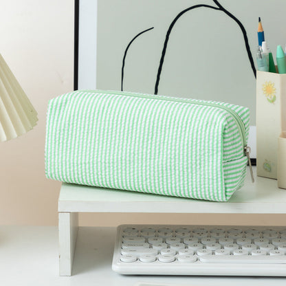 Color Block Striped Makeup Pencil Pouch