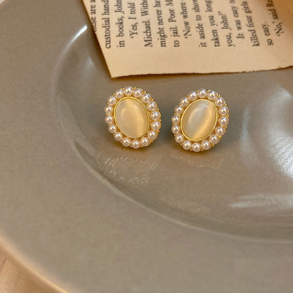 Elegant Pearl Stone Simple Stud Earrings