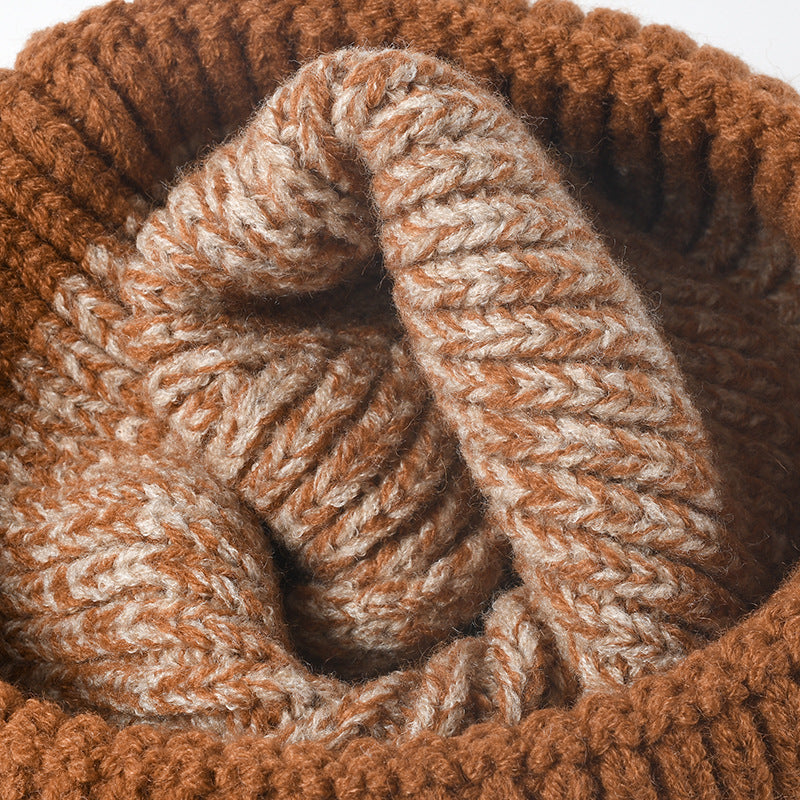 Spliced Color Block Knit Hat Simple Beanie