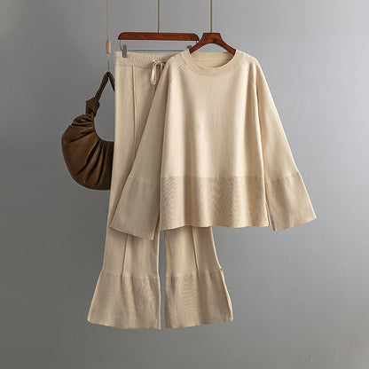 2+ Round Neck Side Split Knit Sets