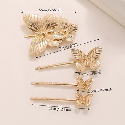 Trendy Gold Butterfly Hair Clip Sets