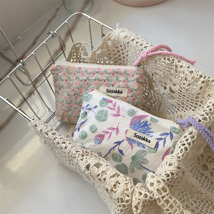 Simple Flower Print Mini Make Up Bag