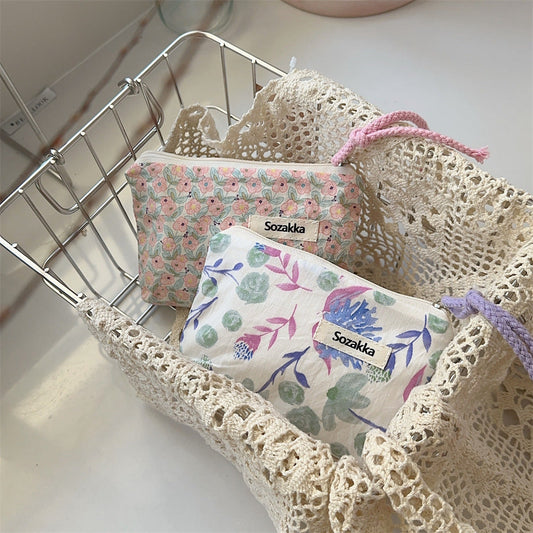 Simple Flower Print Mini Make Up Bag