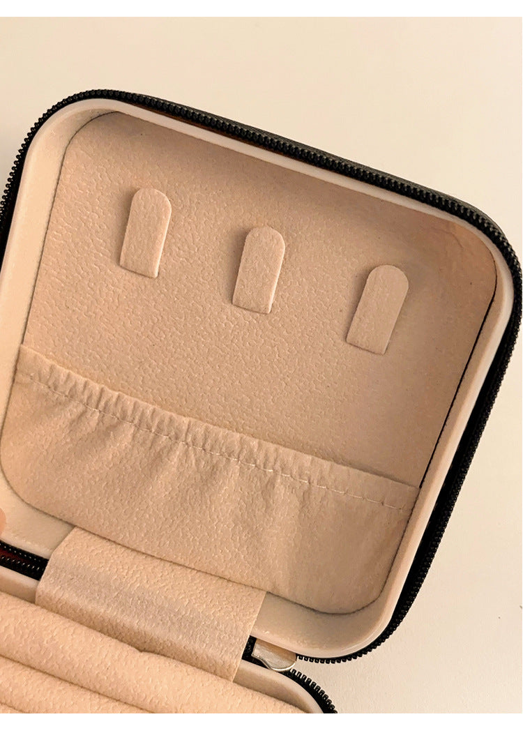 Color Block Zipper Closure Jewelry Case