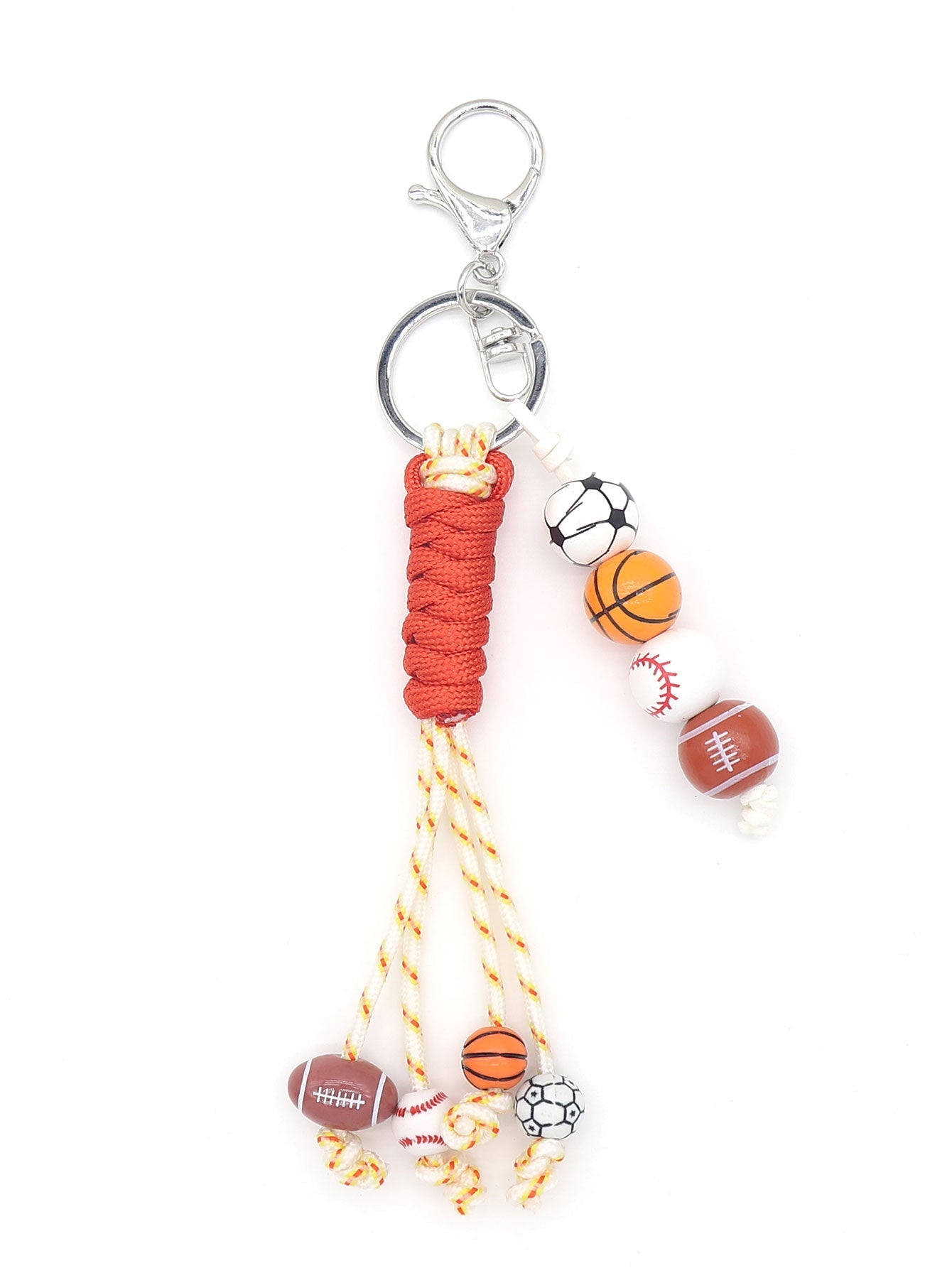 Colorful Sports Ball Beaded Tassel Rope Keychain
