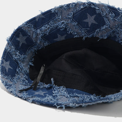 Star Pttern Fringe Edge Foldable Bucket Hat