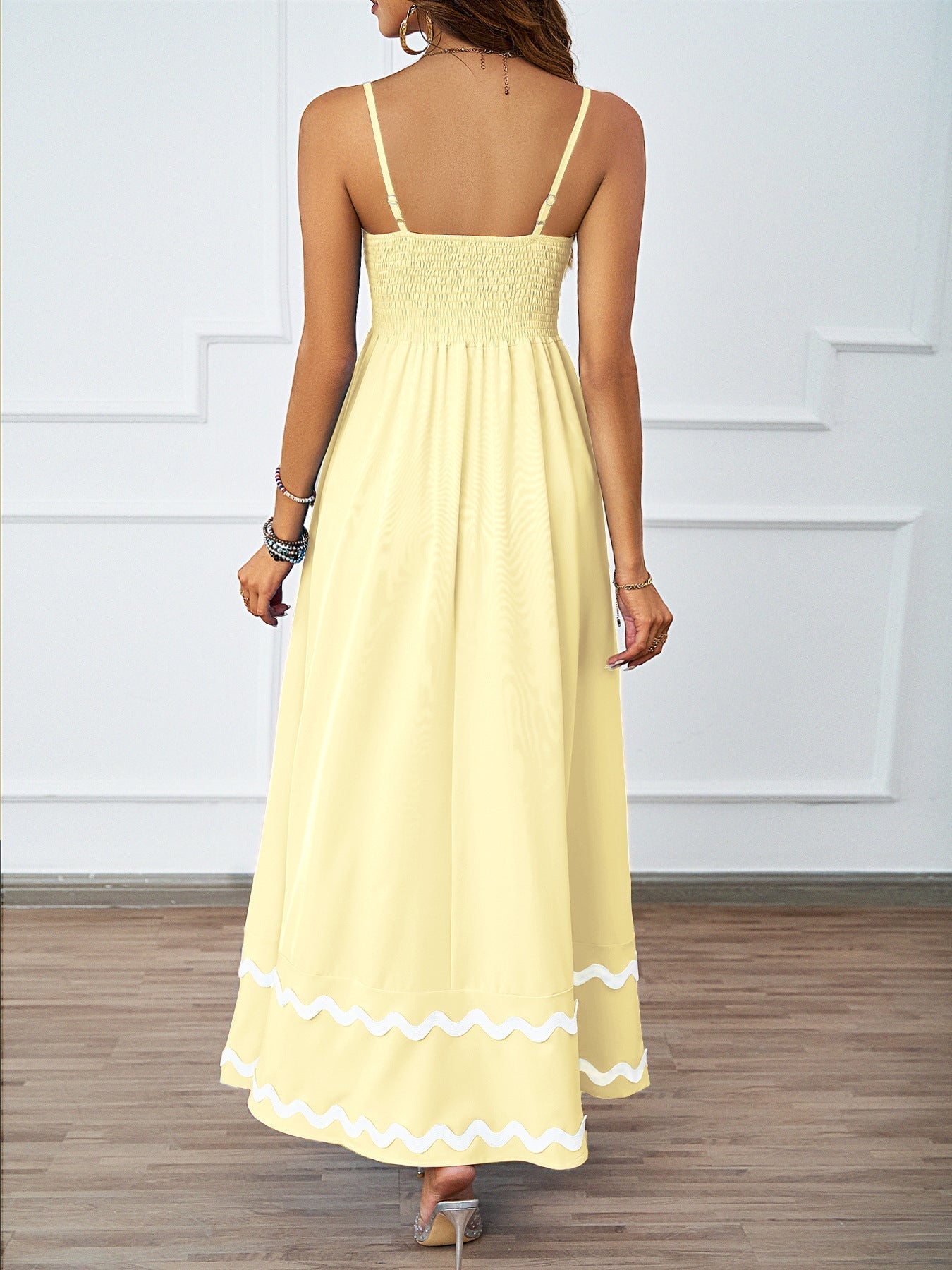 Ruffle Sleeveless Spaghetti Maxi Dress