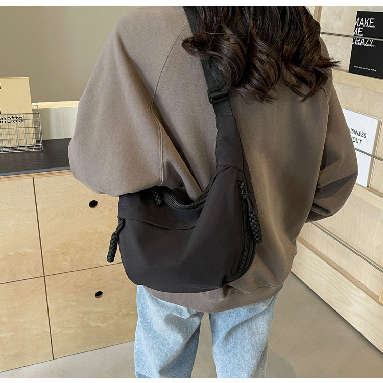 Solid Color Nylon Large Capacity Shoulder Bag
