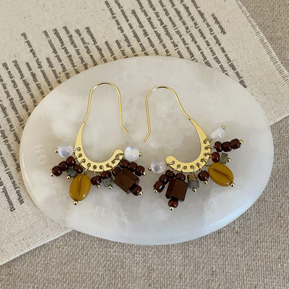 Bohemian Beaded Drop Tassel Hook Earrings