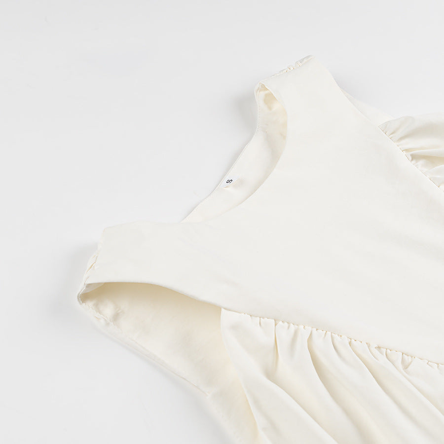 Solid Color Ruched  Sleeveless Tank Top