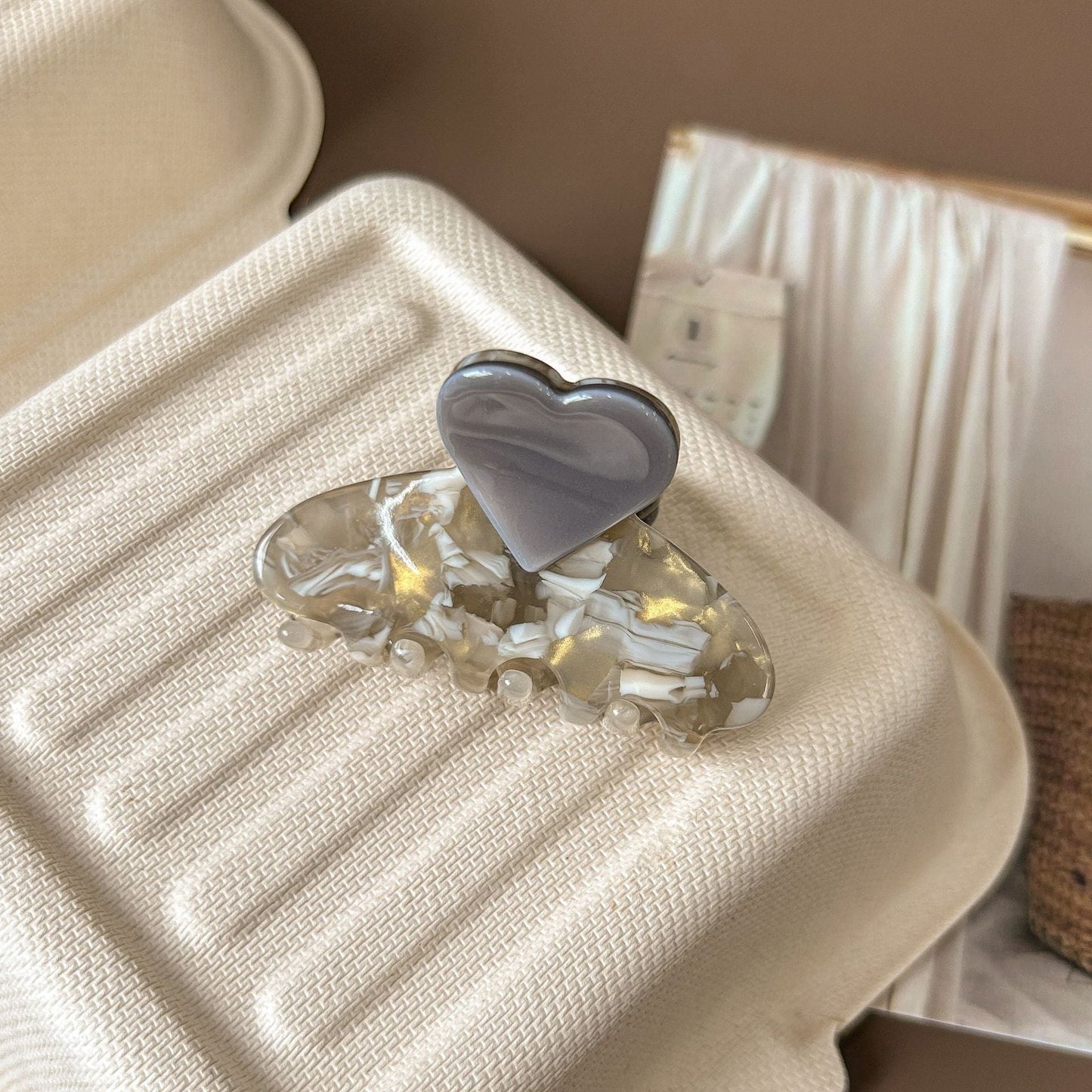 Cute Heart Acetate Small Hair Claw