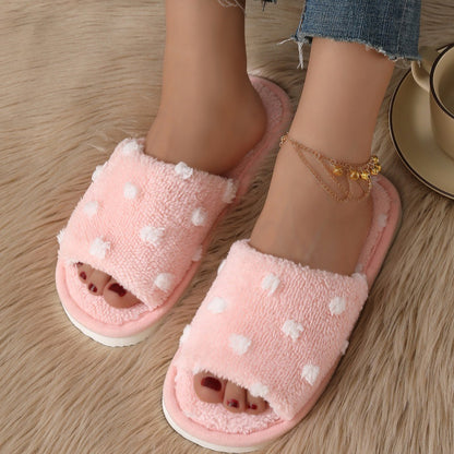Cute Polka Dot Open Toe Soft Slippers