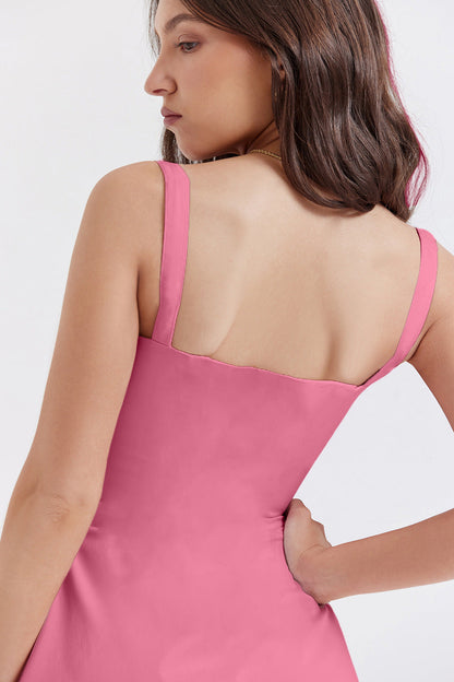 Solid Color Spaghetti Puffy Mini Dresses