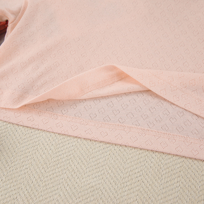 Love Jacquard Solid Color Sleepwear Sets