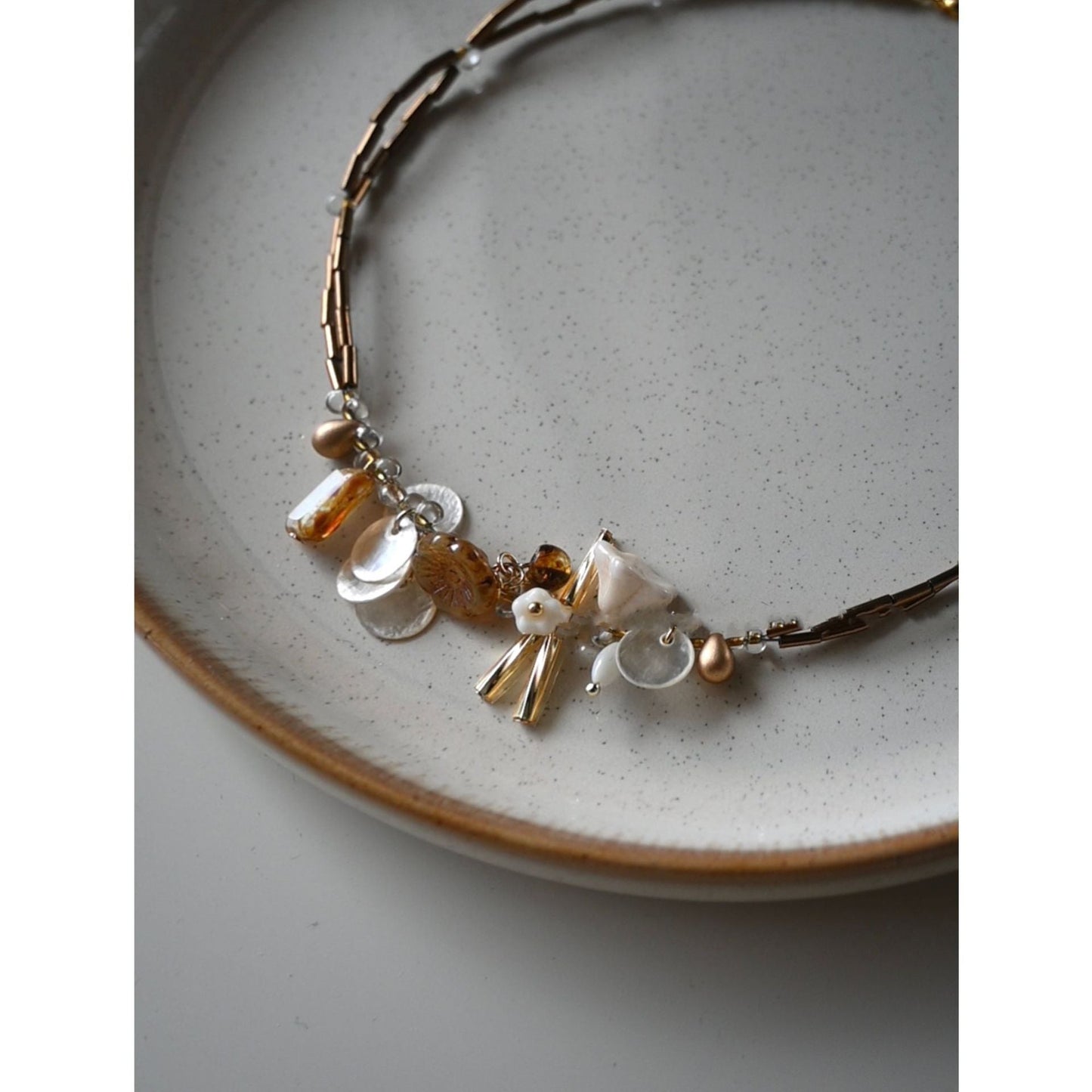 Vintage Double Layered Flower Beads Choker Necklace