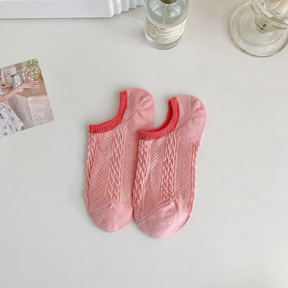 Color Block Sweet Simple Low Ankle Socks