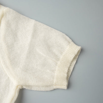 Simple Puff Sleeve Pullover Solid Knit Top