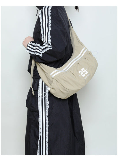 Simple Solid Color Print Portable Crossbody Bag