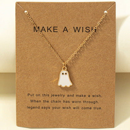 Halloween Simple Cute Ghost Pendant Necklace