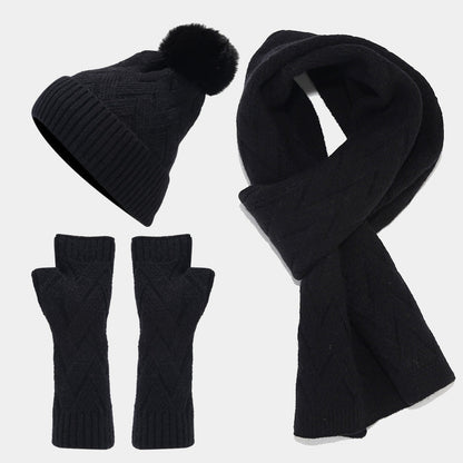 3PCS Solid Color Twist Hat & Scarf Sets