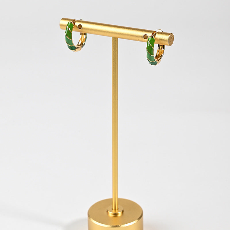 Colorful Enamel Bamboo Hoop Earrings